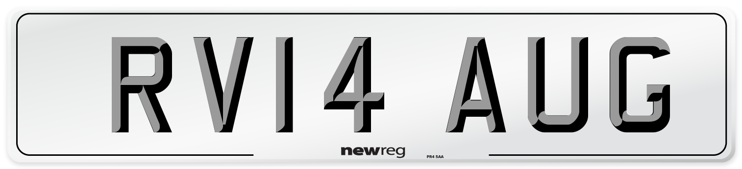 RV14 AUG Number Plate from New Reg